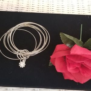 Bangles Silver Stackable Gypsy Boho with Charm New